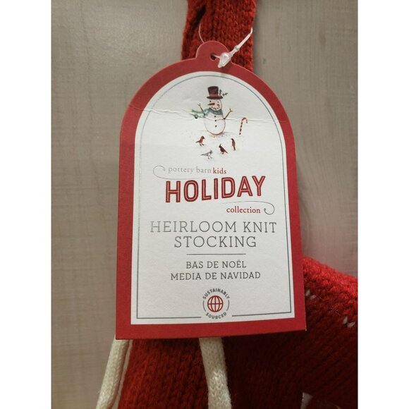 Pottery Barn Kids Heirloom Knit Stocking, Santa, DAD Monogram, Wht Pompoms, NWT - Picture 2 of 9